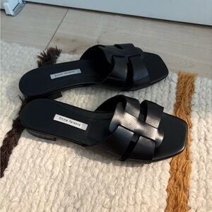 Emme Parsons Black Woven Leo Slide Sandals